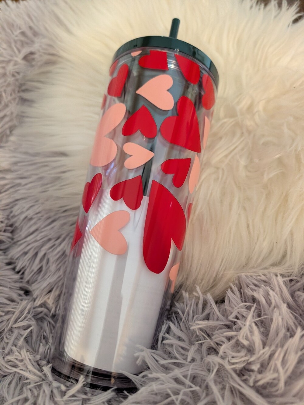 Starbucks Clear Tumbler with Green Lid and Straw
